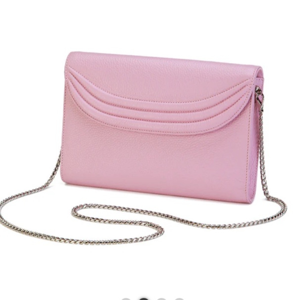 Lauren Cecchi Pink Leather Chain Crossbody Bag 8”X5”